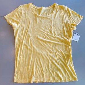 Caslon Womens Shirt Top Round Neck Short Sleeve Yellow XL Soft Cotton Modal NWT